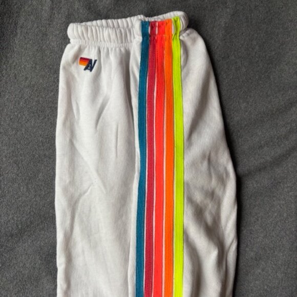 Aviator Nation Pants - Classic Aviator Nation 5 STRIPE SWEATPANTS - White